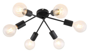 Lamar czarny mat 6xE27 Lampa sufitowa