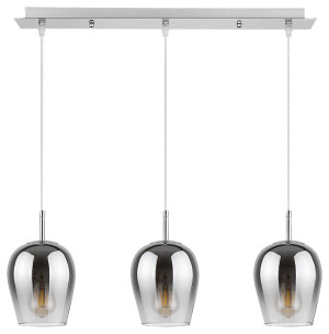 Petunia Chrom | Szkło przydymione 3xE27 Lampa wisząca