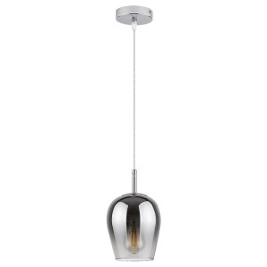 Petunia Chrom | Szkło przydymione E27 Lampa wisząca