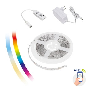 ZESTAW PASEK LED 17W/5m RGBW+CCT+DIMM (5m rolka) w silikonie+kontroler+zasilacz Wi-Fi Spectrum SMART