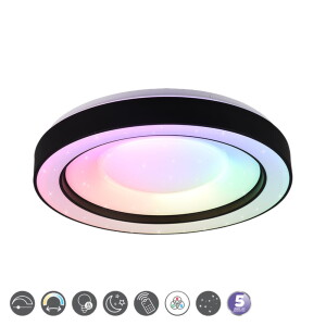 ARCO czarny mat DIM PILOT STARLIGHT RGBW 22W 2700-6000K ściemnialny Plafon RL R65091032