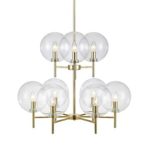 CROWN złoty szczotkowany | przeźroczysty Ø 71cm 9xE14 Lampa wisząca Markslojd 107920