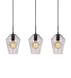 RETRO czarny | szary przydymiony 3xE27 Lampa wisząca potrójna Markslojd 107132