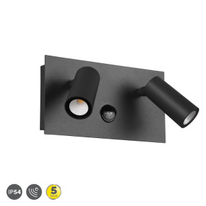 TUNGA Antracyt LED 2x3W 840lm Czujnik ruchu Podwójny regulowany kinkiet zewnętrzny Trio 222969242