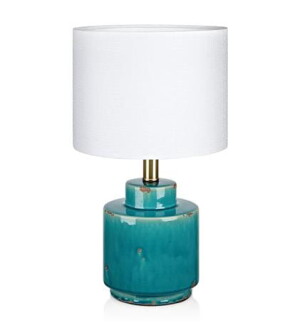 COUS antyczny niebieski | biały Ø 24cm E27 Lampka stołowa Markslojd 106606