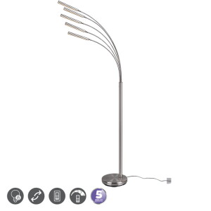 REED LED Nikiel Mat 5 x 350lm 3000K ściemnialna Lampa podłogowa stojąca