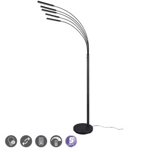 REED LED Czarny Mat 5 x 350lm 3000K ściemnialna Lampa podłogowa stojąca