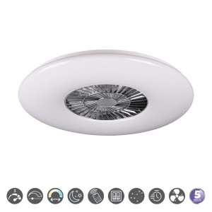 VISBY z wentylatorem, LED 60W Pilot efekt świecenia gwiaździsty, barwa światła zmienna Lampa sufitowa ściemnialna RL R62402906
