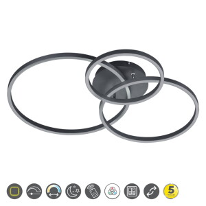 WINONA Czarny mat LED PILOT DIM RGBW 28W 2700-6500K Lampa sufitowa Trio 670810632