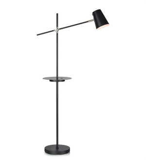 LINEAR czarna E14 Gniazdo USB Lampa podłogowa z półką Markslojd 107307