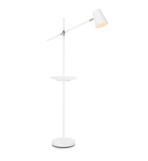LINEAR biała E14 Gniazdo USB Lampa podłogowa z półką Markslojd 107308