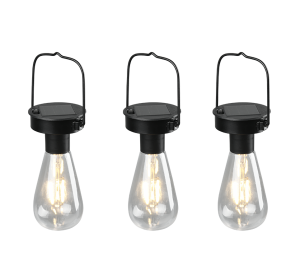 CAMPUS 3xLED czujnik zmierzchu IP44 Zasilanie solarne Zestaw trzech lamp wiszących dekoracyjnych