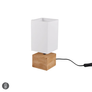 WOODY Biała / Drewno E14 Lampka stołowa