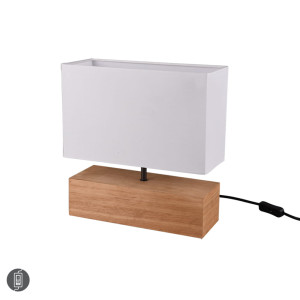WOODY Biała / Drewno E27 Lampka stołowa