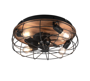 TRONDHEIM czarny mat | brąz Wentylator Ø 48cm 3xE27 Pilot Lampa sufitowa