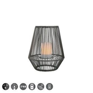 MINEROS Czarna wys. 30cm. Efekt płomienia Czujnik zmierzchu Lampa dekoracyjna zewnętrzna RL R55256111