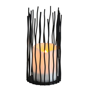 NYBORG M Led czarna wys. 22cm IP44 2xAA metal Latarenka bateryjna Polux 313256