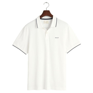 GANT Tipping SS Pique Polo Herr, White, S