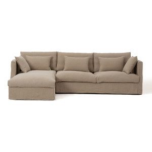 Γωνιακός καναπές από γκοφρέ λινό Μ165xΠ278xΥ87cm