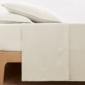 Μονόχρωμο σεντόνι από προπλυμένο λινό 240x290 cm
