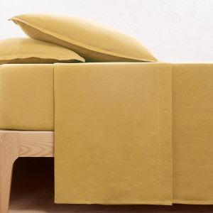 Μονόχρωμο σεντόνι από προπλυμένο λινό 270x290 cm