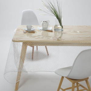 Διάφανο PVC Πουά Τραπεζομάντηλο 140x140 cm