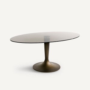 Οβάλ τραπέζι από φιμέ γυαλί Seona Μ100xΠ170xΥ75cm
