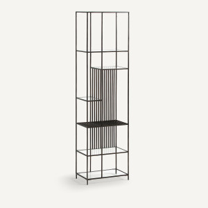 Βιβλιοθήκη Rectilinge από μέταλλο και γυαλί Μ30xΠ50xΥ185cm