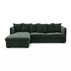 Γωνιακός καναπές από βελούδο Μ175xΠ260xΥ82cm