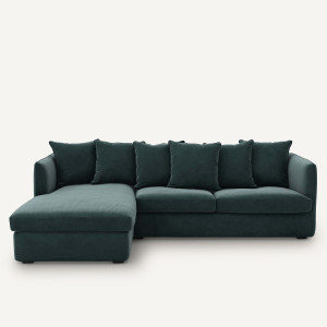 Γωνιακός καναπές από βελούδο Μ175xΠ260xΥ82cm