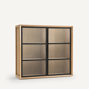 Βιτρίνα από καπλαμά ξύλου δρυ Μ50xΠ140xΥ120cm