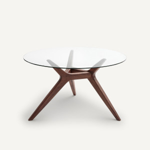 Στρογγυλό τραπέζι με γυαλί Maricielo Μ130xΠ130xΥ75cm