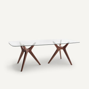 Τραπέζι ορθογώνιο με γυαλί Maricielo Μ100xΠ220xΥ75cm