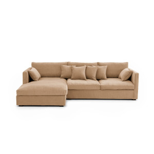 Γωνιακός καναπές από βελούδο stonewashed Μ180xΠ290xΥ85cm