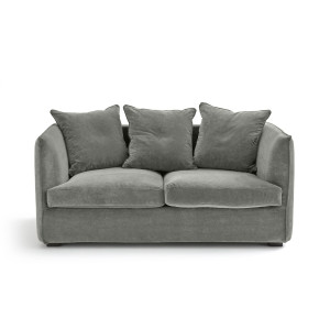 Διθέσιος καναπές από βελούδο stonewashed Μ95xΠ162xΥ82cm