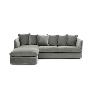 Γωνιακός καναπές από βελούδο stonewashed Μ175xΠ260xΥ82cm