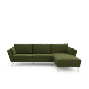 Γωνιακός καναπές από βελούδο Μ163xΠ284xΥ86cm