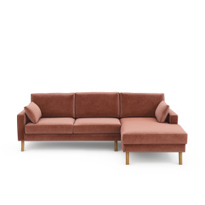 Γωνιακός καναπές από βελούδο Μ165xΠ265xΥ86cm
