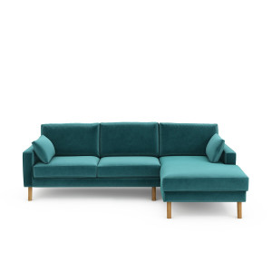 Γωνιακός καναπές από βελούδο Μ165xΠ265xΥ86cm