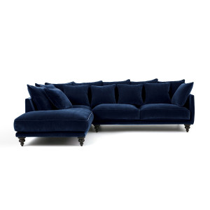 Γωνιακός καναπές από βελούδο Μ206xΠ279xΥ93cm