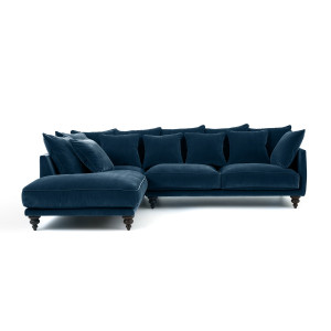 Γωνιακός καναπές από βελούδο Μ206xΠ279xΥ93cm