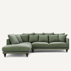 Γωνιακός καναπές από βελούδο Μ206xΠ279xΥ93cm