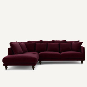 Γωνιακός καναπές από βελούδο Μ206xΠ279xΥ93cm