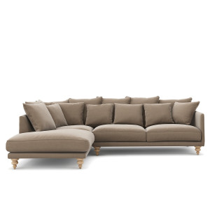 Γωνιακός καναπές από βελούδο Μ206xΠ279xΥ93cm
