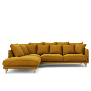 Γωνιακός καναπές από βελούδο Μ206xΠ279xΥ93cm