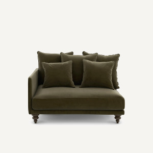 Μισός καναπές από βελούδο Μ105xΠ132xΥ93cm