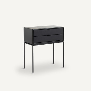 Κομοδίνο από μέταλλο και δέρμα Μ30xΠ55xΥ64cm