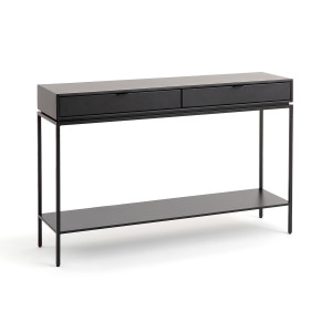 Κονσόλα από μέταλλο και δέρμα Μ32xΠ120xΥ77cm
