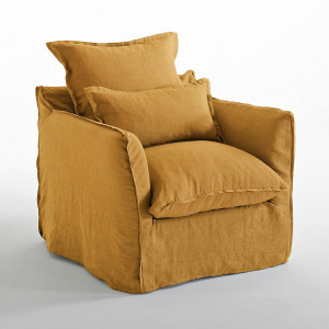 Κάλυμμα για πολυθρόνα από λινό One size Μ91xΠ88xΥ90cm