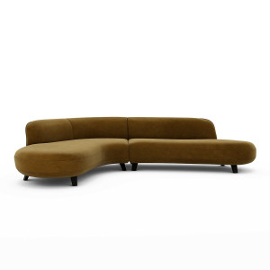 Γωνιακός καναπές από βελούδο Μ183xΠ277xΥ75cm